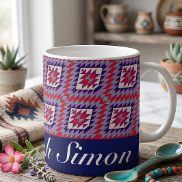 Caneca De Café Nome Personalizado Design de Colcha Boho Moderno A