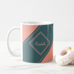 Caneca De Café Nome Personalizado Diamante Geométrico Simples