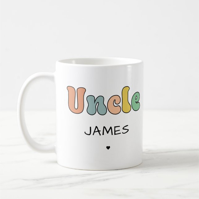 Caneca De Café Nome personalizado Dif. retrô | Tio Personalizado (Esquerda)