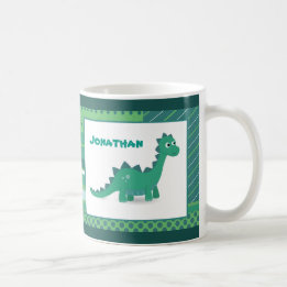 Caneca De Café Nome personalizado dinossauro verde