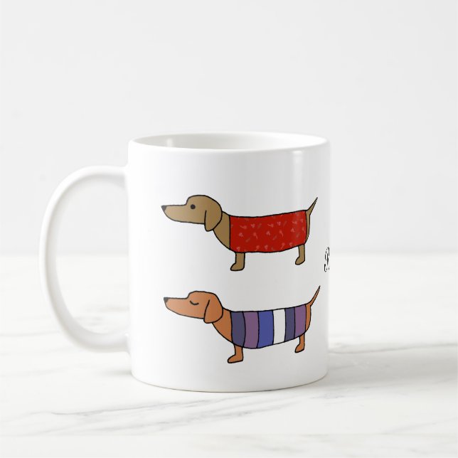 Caneca De Café Nome Personalizado do Alojador de cães de salsicha (Esquerda)