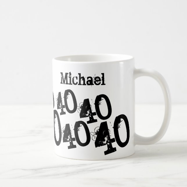Caneca De Café Nome Personalizado do aniversário de 40 anos (Direita)