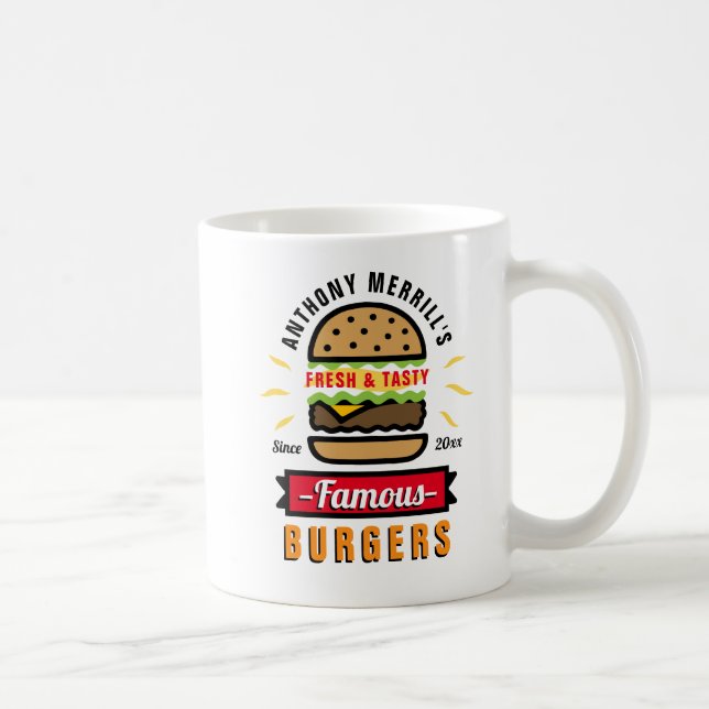Caneca De Café Nome Personalizado do Burger Funny Mug (Direita)