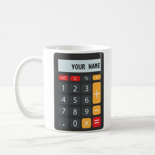 Caneca De Café Nome Personalizado do Calculador de Matemática (Esquerda)
