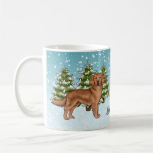 Caneca De Café Nome Personalizado do Cão de Natal do Retriever do