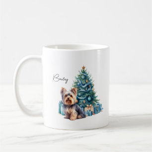 Caneca De Café Nome personalizado do cão Yorkie com árvore de Nat