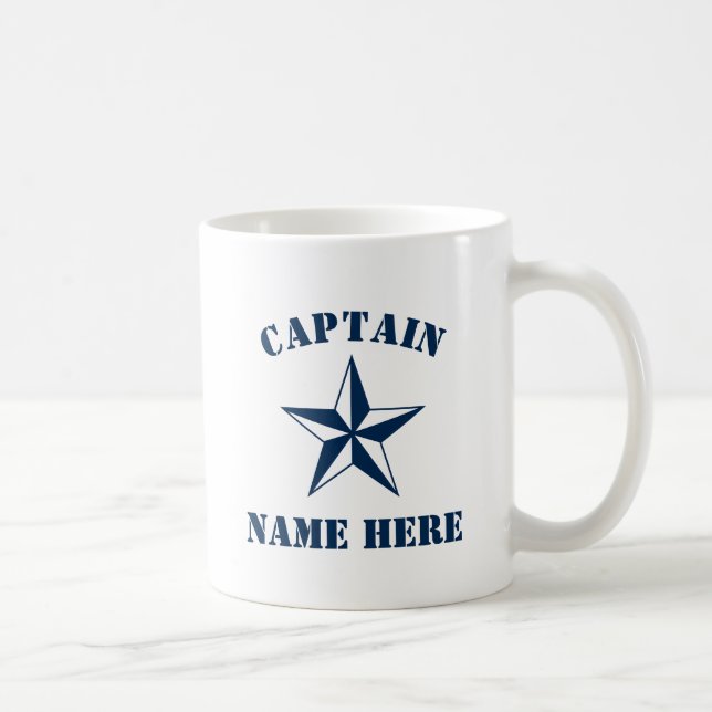 Caneca De Café Nome personalizado do capitão do veleiro náutico (Direita)