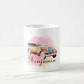 Caneca De Café Nome Personalizado do Carro Retroativo Clássico Mu