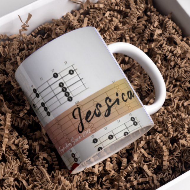 Caneca De Café Nome Personalizado do Casal Guitar Music Mug (Criador carregado)