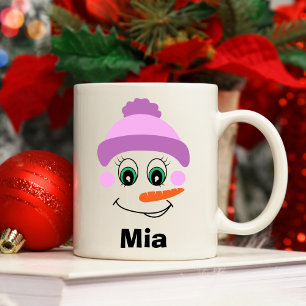 Caneca De Café Nome personalizado do chapéu de boneco de neve per