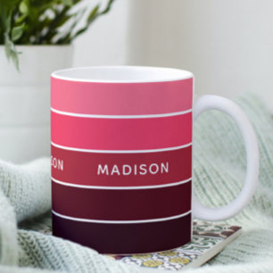 Caneca De Café Nome Personalizado do Coloride Colorblock de Pinks