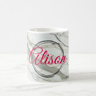 Caneca De Café Nome personalizado do design de fúcsia do chic ma