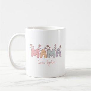 Caneca De Café Nome Personalizado do Dia de as mães de Cor da Mam