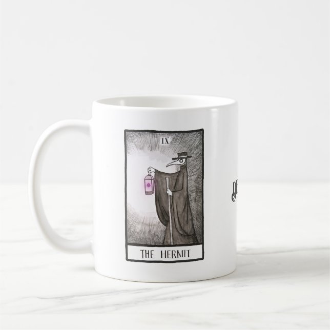 Caneca De Café Nome personalizado do Dr. Hermit Tarot Gótico Art (Esquerda)
