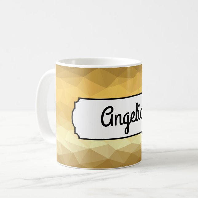 Caneca De Café Nome personalizado do efeito geométrico do ouro (Frente Esquerda)