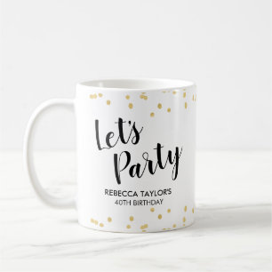 Caneca De Café Nome Personalizado do Foil de Foil Confetti Dourad