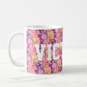 Caneca De Café Nome Personalizado do Funky Floral