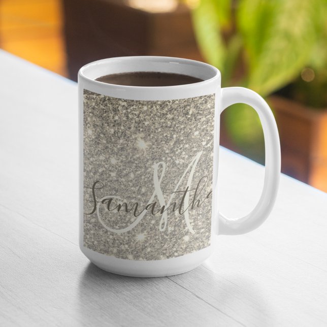 Caneca De Café Nome Personalizado do Glitter Glitter Dourado Mode (Criador carregado)