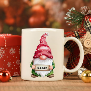 Caneca De Café Nome Personalizado do Gnomo de Natal Personalizado