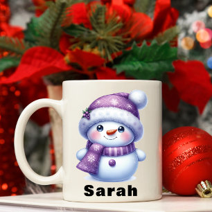 Caneca De Café Nome Personalizado do Homem de Neve Puro de Natal