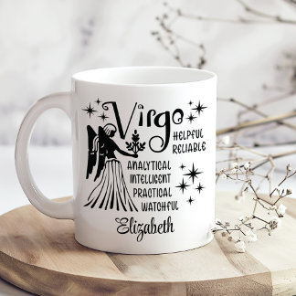 Caneca De Café Nome Personalizado do Horoscópio Virgo Zodiac