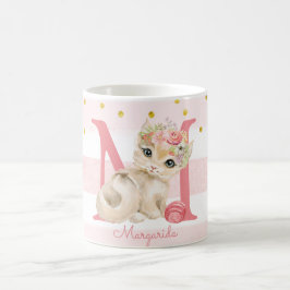 Caneca De Café Nome Personalizado do Lover de Gato da Rapariga de