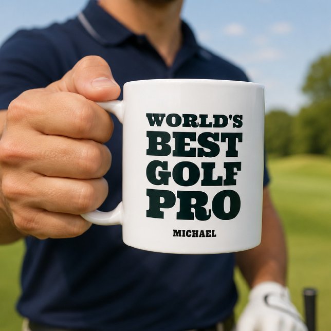 Caneca De Café Nome Personalizado do Melhor Profissional de Golfe (Criador carregado)