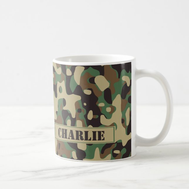 Caneca De Café Nome personalizado do padrão de camuflagem Camo (Direita)