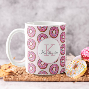 Caneca De Café Nome Personalizado do Padrão de Sprinkles da rosqu