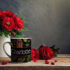 Caneca De Café Nome personalizado do padrão especial preto