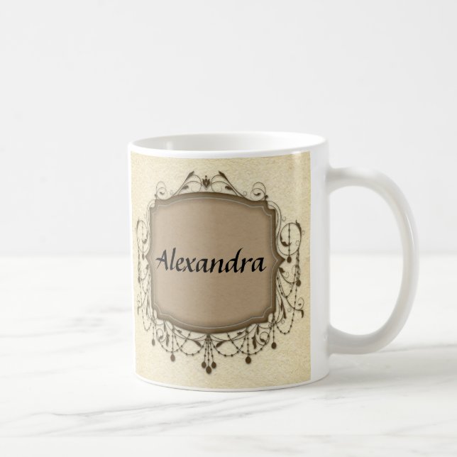 Caneca De Café Nome Personalizado do Quadro de Chandelier Elegant (Direita)