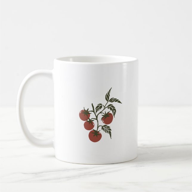 Caneca De Café Nome Personalizado do Ramo de Tomate Botânico (Esquerda)