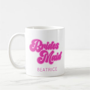 Caneca De Café Nome Personalizado do Retro Pink do Bridesmaid Bub