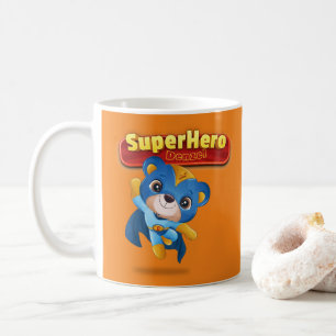 Caneca De Café 🦸  ♂️ Nome Personalizado do SuperHerói do Urso,I