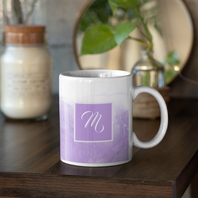 Caneca De Café Nome Personalizado do Violeta Roxo Elegante (Criador carregado)