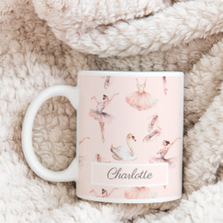 Caneca De Café Nome Personalizado dos Calçados de Balé Rosa Balle