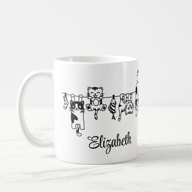 Caneca De Café Nome Personalizado dos Gatinhos Gatinhos Gastos (Esquerda)