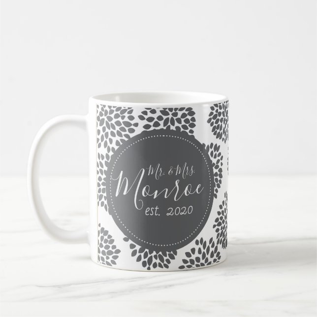 Caneca De Café Nome personalizado e foto de Dahlias (Esquerda)