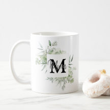 Nome Personalizado e Mug Inicial com Greenery