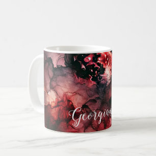 Caneca De Café Nome Personalizado Eerie Blood Moon Halloween Tint
