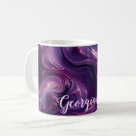 Caneca De Café Nome Personalizado Efeito de Pintura Roxo Vibrante