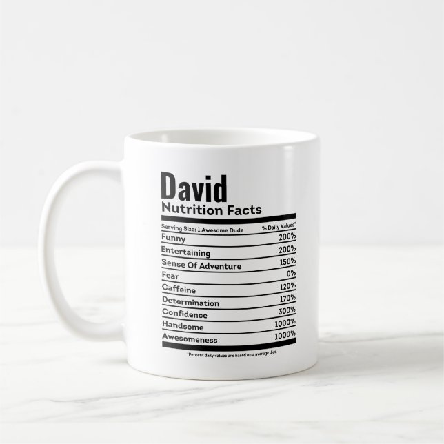 Caneca De Café Nome Personalizado Engraçado Fatos Nutricionais (Esquerda)