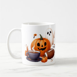 Caneca De Café Nome personalizado fantasma de Halloween, futebol