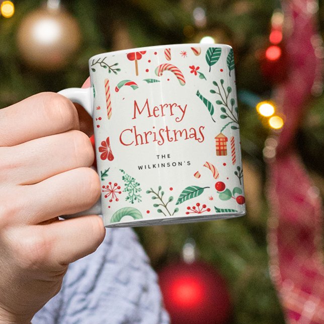 Caneca De Café Nome Personalizado Feliz Natal (Criador carregado)