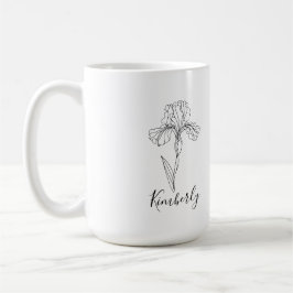 Caneca De Café Nome personalizado Fevereiro íris Birs Birth Flowe