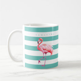 Caneca De Café Nome Personalizado Flamingo Cor-de-rosa-rosa-branc