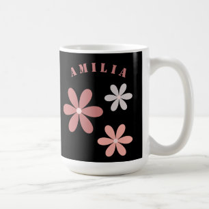 Caneca De Café Nome Personalizado Floral Cortês