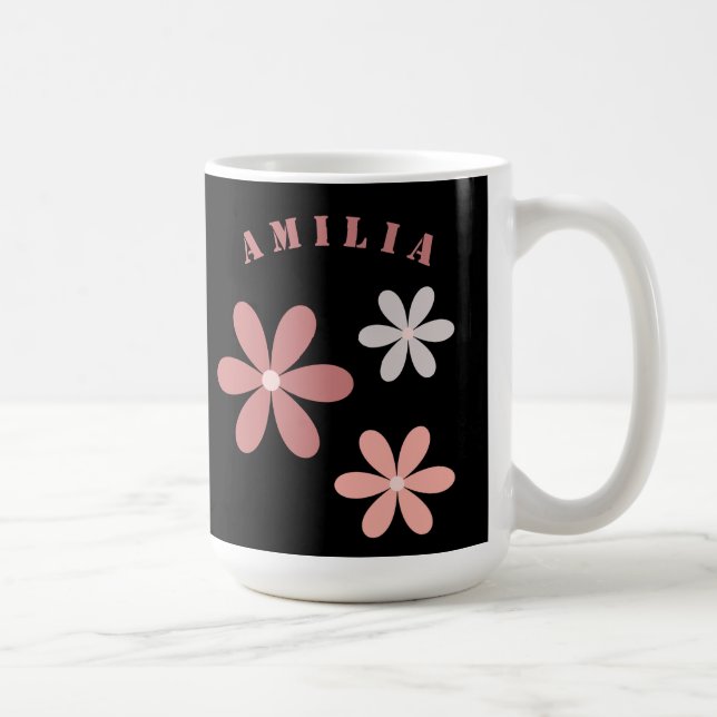 Caneca De Café Nome Personalizado Floral Cortês (Direita)