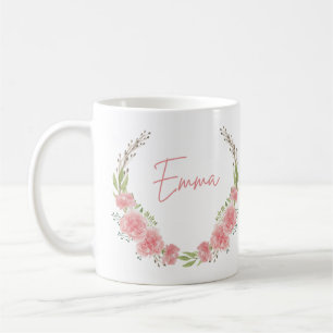 Caneca De Café Nome Personalizado Floral Mug
