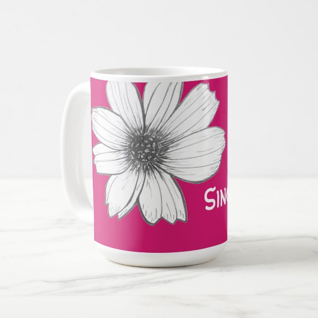 Caneca De Café Nome Personalizado Fuscia Rosa (Frente Esquerda)